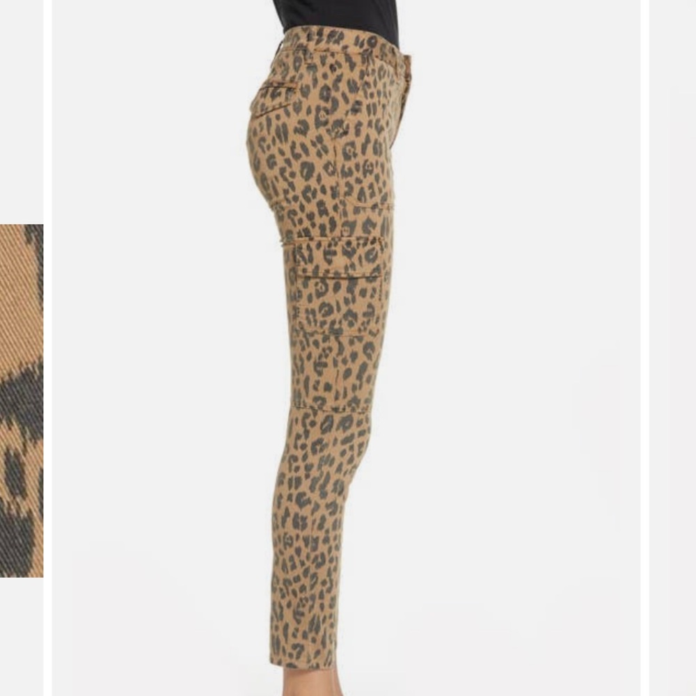 NWT Frame Denim Spring Cheetah Skinny Cargo Utility Pants with zipper hem - Picture 3 of 9